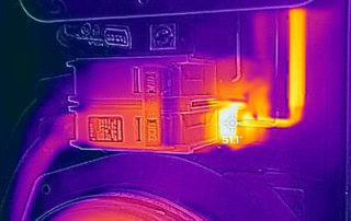 Headline image, Infrared thermographic image of a breaker taken by Building Mavens