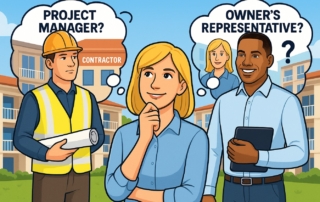 Woman stands next to a man with a tablet and an engineer.