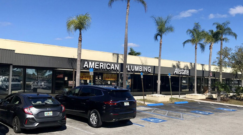Front view, aerial drone photo of Sheridan by the Beach residential condos in Hollywood, FL