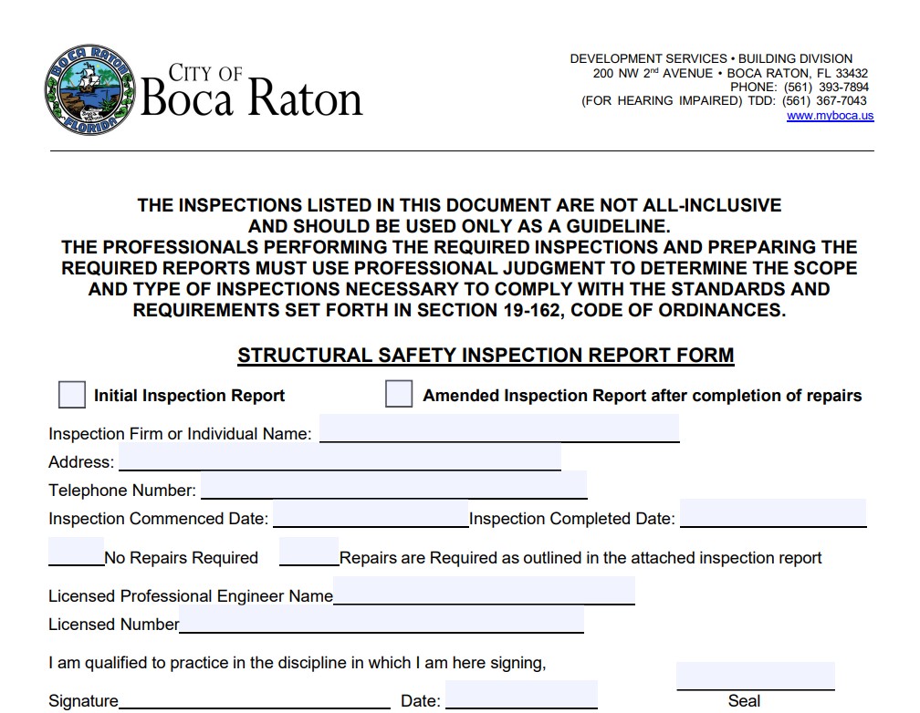 Screenshot of a Boca Raton structural report document.