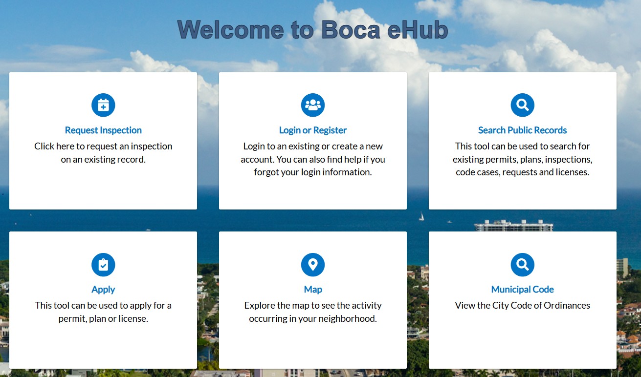 City of Boca Raton eHub portal.