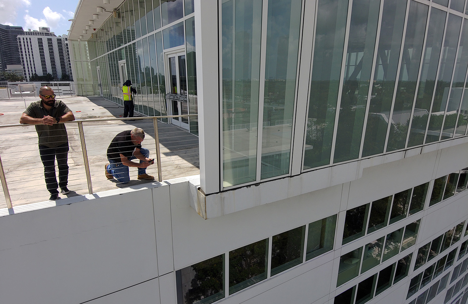 Building Mavens Engineers performing phase one milestone inspection on Florida condominium building.