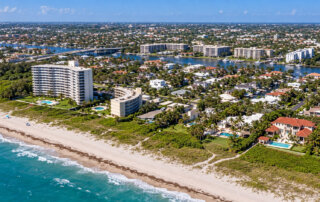 Aerial view of the Boynton Beach, FL coastline.