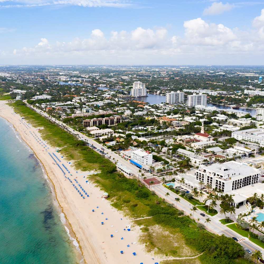 Aerial drone photo of Delray Beach coastline.